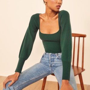 Reformation Green Isabel Sweater